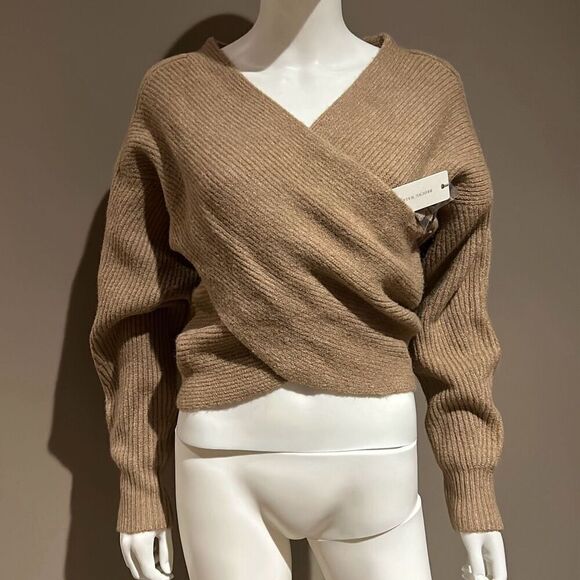 Brochu Walker The Hughes Wrap Front Sweater Camel Melange NWT Woman’s small - Picture 2 of 12